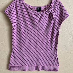 INC cute knitted cap sleeved lavender striped top